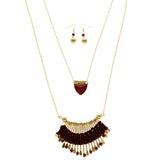 Mi Amore Necklace-Earring-Set Red/Gold-Tone