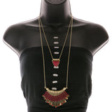 Mi Amore Necklace-Earring-Set Red/Gold-Tone