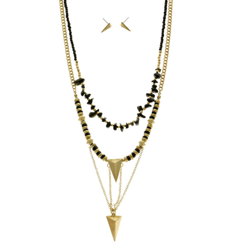 Mi Amore Necklace-Earring-Set Gold-Tone/Black
