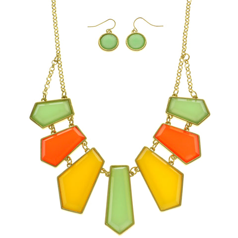 Mi Amore Necklace-Earring-Set Multicolor/Gold-Tone