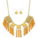 Mi Amore Necklace-Earring-Set Orange/Gold-Tone