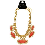 Mi Amore Fashion-Necklace Pink/Gold-Tone