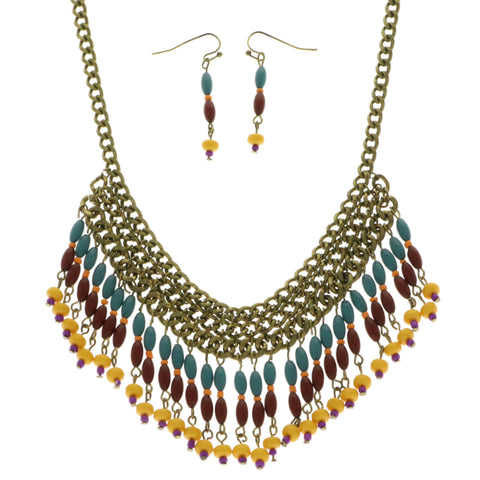Mi Amore Necklace-Earring-Set Multicolor/Gold-Tone