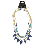 Mi Amore Necklace-Earring-Set Blue/Gold-Tone
