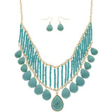 Mi Amore Necklace-Earring-Set Blue/Gold-Tone