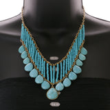 Mi Amore Necklace-Earring-Set Blue/Gold-Tone
