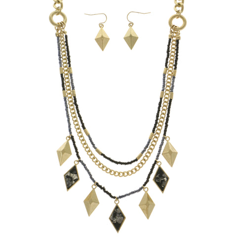Mi Amore Necklace-Earring-Set Blue/Gold-Tone