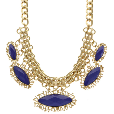 Mi Amore Statement-Necklace Blue/Gold-Tone