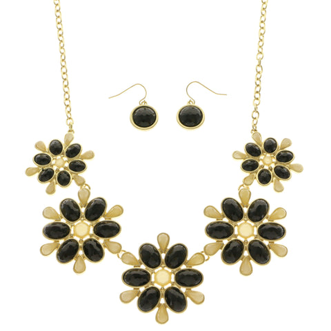 Mi Amore Necklace-Earring-Set Black/Gold-Tone