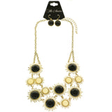 Mi Amore Necklace-Earring-Set Black/Gold-Tone
