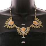 Mi Amore Necklace-Earring-Set Peach/Gold-Tone