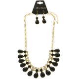 Mi Amore Necklace-Earring-Set Black/Gold-Tone
