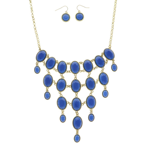 Mi Amore Necklace-Earring-Set Blue/Gold-Tone