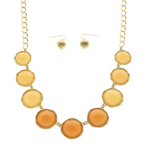 Mi Amore Necklace-Earring-Set Peach/Yellow
