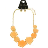 Mi Amore Necklace-Earring-Set Peach/Gold-Tone