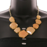Mi Amore Necklace-Earring-Set Peach/Gold-Tone