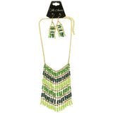Mi Amore Necklace-Earring-Set Green/Gold-Tone