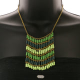 Mi Amore Necklace-Earring-Set Green/Gold-Tone