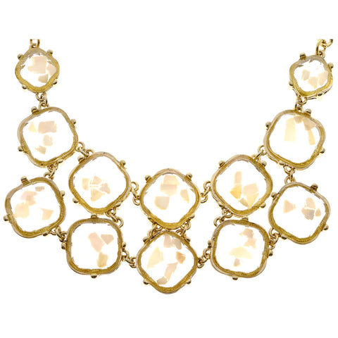 Mi Amore Necklace-Earring-Set Gold-Tone/White