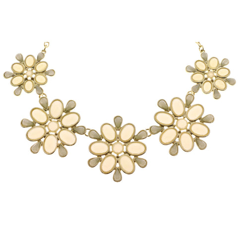 Mi Amore Necklace-Earring-Set Gold-Tone/White