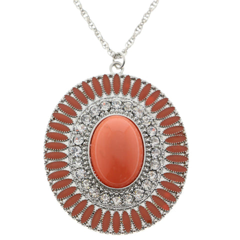 Mi Amore Necklace-Earring-Set Silver-Tone/Orange