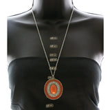 Mi Amore Necklace-Earring-Set Silver-Tone/Orange