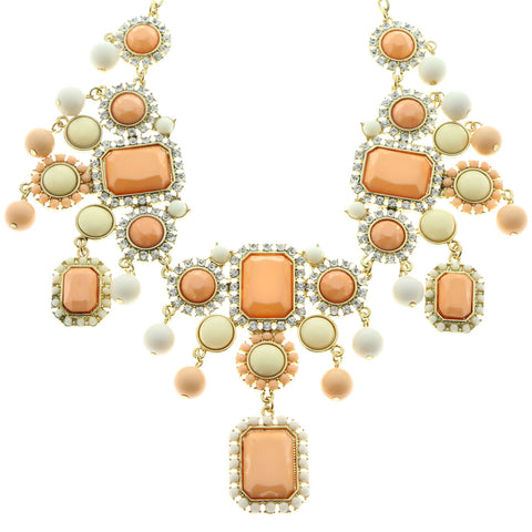 Mi Amore Necklace-Earring-Set Gold-Tone/Pink