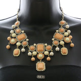Mi Amore Necklace-Earring-Set Gold-Tone/Pink