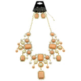 Mi Amore Necklace-Earring-Set Gold-Tone/Pink