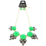 Mi Amore Necklace-Earring-Set Gold-Tone/Green