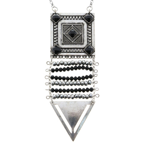 Mi Amore Necklace-Earring-Set Silver-Tone/Black