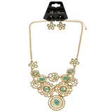 Mi Amore Flower Necklace-Earring-Set Gold-Tone/Blue