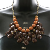 Mi Amore Necklace-Earring-Set Gold-Tone/Brown
