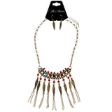 Mi Amore Feather Necklace-Earring-Set Bronze-Tone/Multicolor