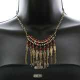 Mi Amore Feather Necklace-Earring-Set Bronze-Tone/Multicolor