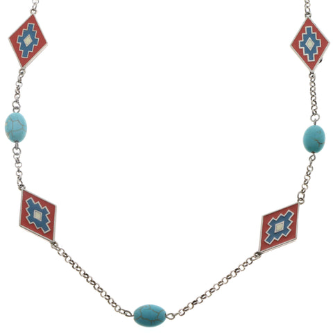 Mi Amore Necklace-Earring-Set Silver-Tone/Multicolor