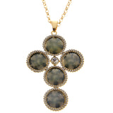 Mi Amore Cross Necklace-Earring-Set Gold-Tone/Gray