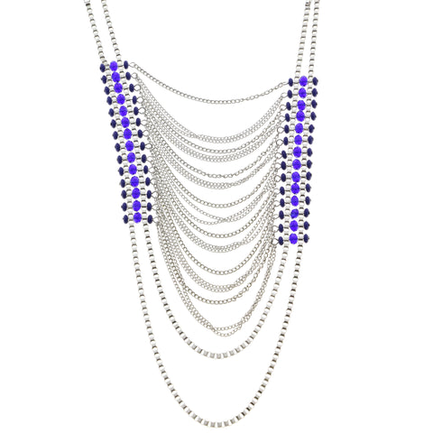 Mi Amore Necklace-Earring-Set Silver-Tone/Blue