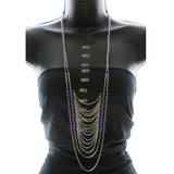 Mi Amore Necklace-Earring-Set Silver-Tone/Blue