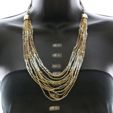Mi Amore Necklace-Earring-Set Silver-Tone/White
