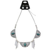 Mi Amore Necklace-Earring-Set Silver-Tone/Blue