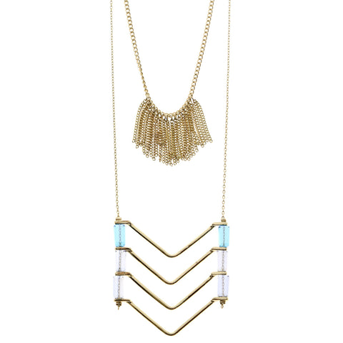 Mi Amore Long-Necklace Gold-Tone/Blue