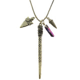 Mi Amore Stake Arrowhead Necklace-Earring-Set Gold-Tone & Multicolor