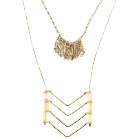 Mi Amore Long-Necklace Gold-Tone/White