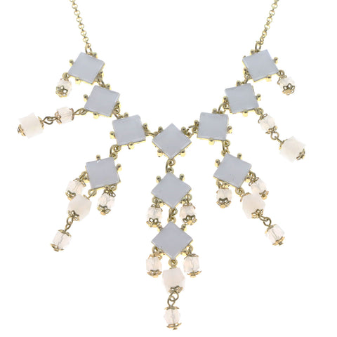 Mi Amore Necklace-Earring-Set Gold-Tone/White