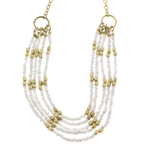Mi Amore Necklace-Earring-Set Gold-Tone/White