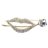 Mi Amore Lips Heart Rose Brooch-Pin Gold-Tone & Silver-Tone