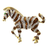 Mi Amore Zebra Stripes Brooch-Pin Gold-Tone & Brown