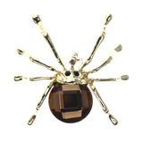 Mi Amore AB Finish Spider Brooch-Pin Gold-Tone & Brown