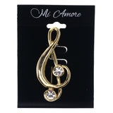 Mi Amore Music G Clef Brooch-Pin Gold-Tone